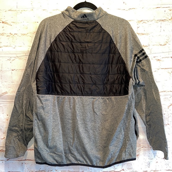 Adidas Men’s full zip jacket grey Medium zippered pockets collared neck logo - Picture 5 of 9